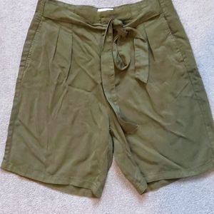 Green Pleated Shorts